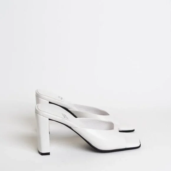 ✨ Jeffrey Campbell Square Toe Sandal Mule Inspired Heels White NEW - Picture 3 of 16